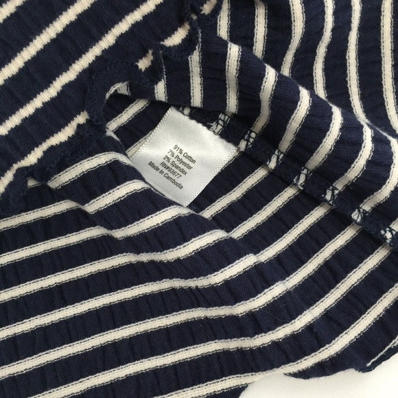 NWT Arizona Jean Co Striped Long Sleeve Crop Top Size Large Womens Blue White L - Picture 5 of 7